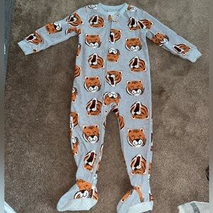 Carter's Gray and orange tiger Print Footie pajamas sz 3T